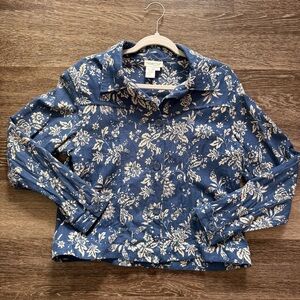 Coldwater Creek Blue and Cream Floral Jacket
